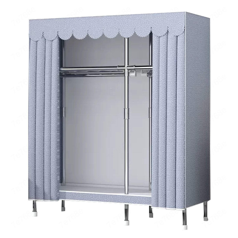 Canvas Wardrobe Portable Foldable Clothes Closet With Hanging Rail 125x45x170 cm-image-OPC-PKR29DP-NEW