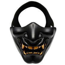 Teufel Halbgesicht Maske Schwarz 16x13cm Bequeme Horror Maske für Erwachsene