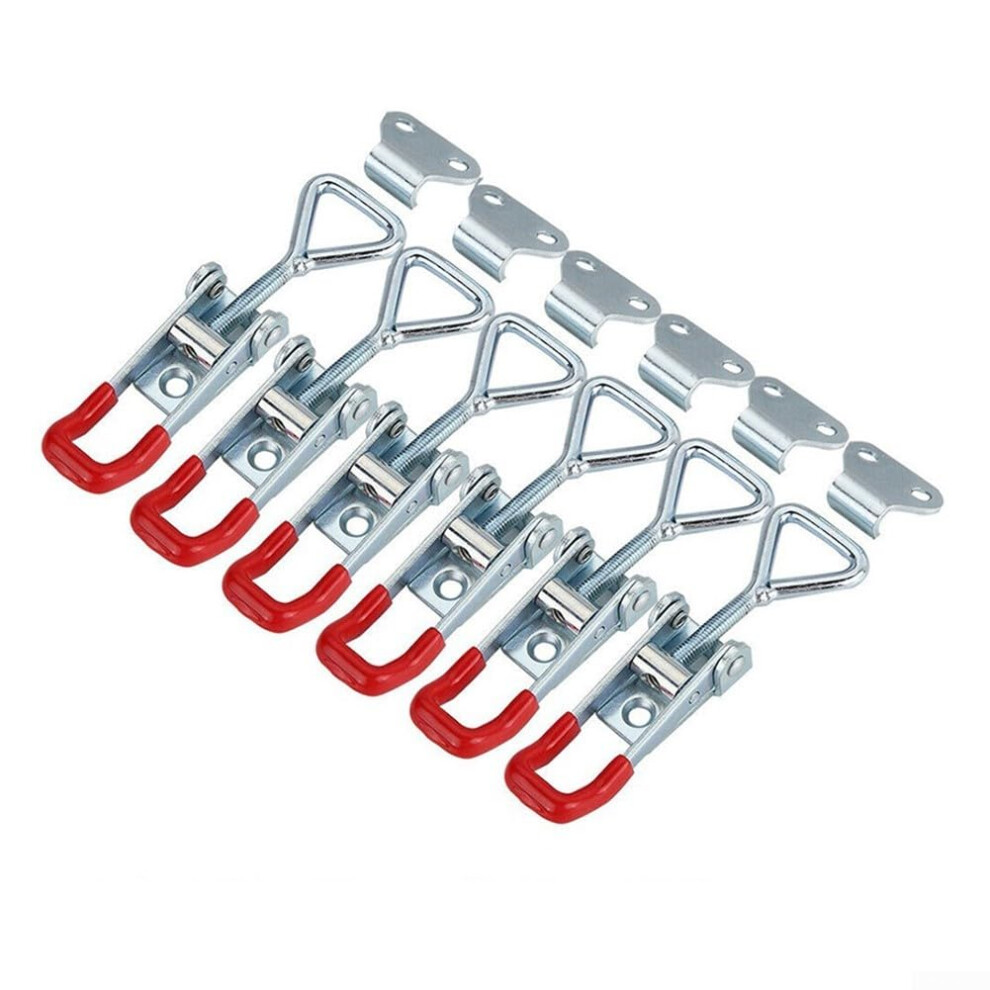 Toggle Clamps Pack Of 6, Adjustable Steel, For Cabinets, Doors, And Lockers, 220 Lbs Grip 9084446092394