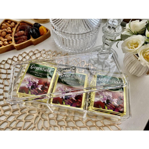 Tea Bag Storage Box Clear Acrylic, 3-Compartment Stackable Teabag Organizer, Tea Sachets Holder 2