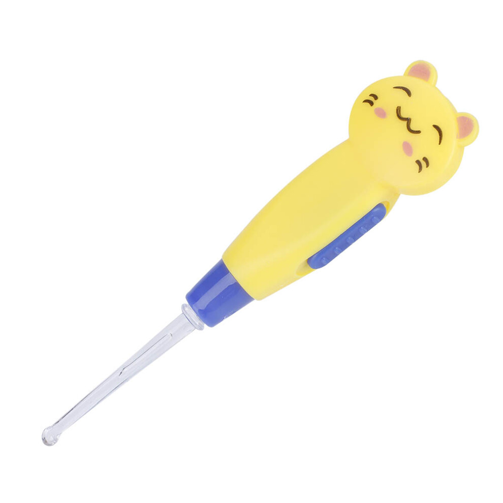 Cute Led Earwax Removal Earpick With & Tweezers Pig Design Light/Yellow