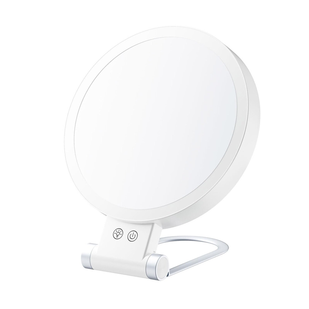 Tabletop And Wall Mountable Makeup Looking Glass With Adjustable LED Light Settings Travel Friendly Model 30B
