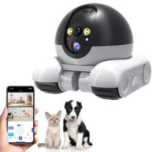 Pet Camera Robot 360 Degree Movable 1080P, 2-Way Talk, Night Vision, Motion Detection, WiFi Remote for Cats Dogs 32GB