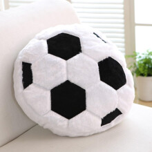 Basketball Plush Pillow 14Inch/35cm Round Black And White Football Plush Cushion Soft Durable Sofa Decor Gift