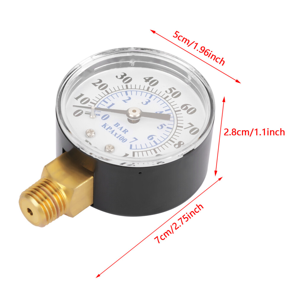 Pressure Test Gauge 0-100Psi/0-7Bar For Water Air Oil Npt 1/4" Dial 8471351706620
