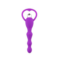 Anal Butt Plug Silicone Long Beads Vibrator For Prostate Massage G-Spot Purple Sex Toy