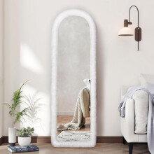 (White, 1 Count) Solid Color Fluffy Full Length Mirror Cover, Soft Non-slip Mirror Decorating Cover, Home Decor Mirror Cover for Living Room Bedroom Closet,