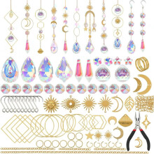 DIY Sun Catchers 200Pc Kit For Adults Crystal Suncatchers Stained Glass Hanging Prism Rainbow Pendants Chains