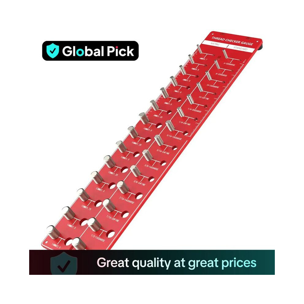 (Red, 1132G) Thread Checker, 1 Count Nut And Bolt Thread Checker, Universal Bolt Size & Thread Gauge, Bolt & Hex Nuts Identification Gauge, Gift, 5011832468031