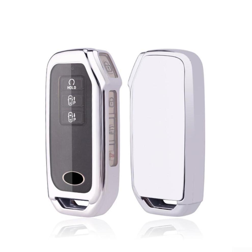 Tpu Case For Kia Ev6 Seven-Button Remote Key Fob, Protective Cover, Silver 9354506934187