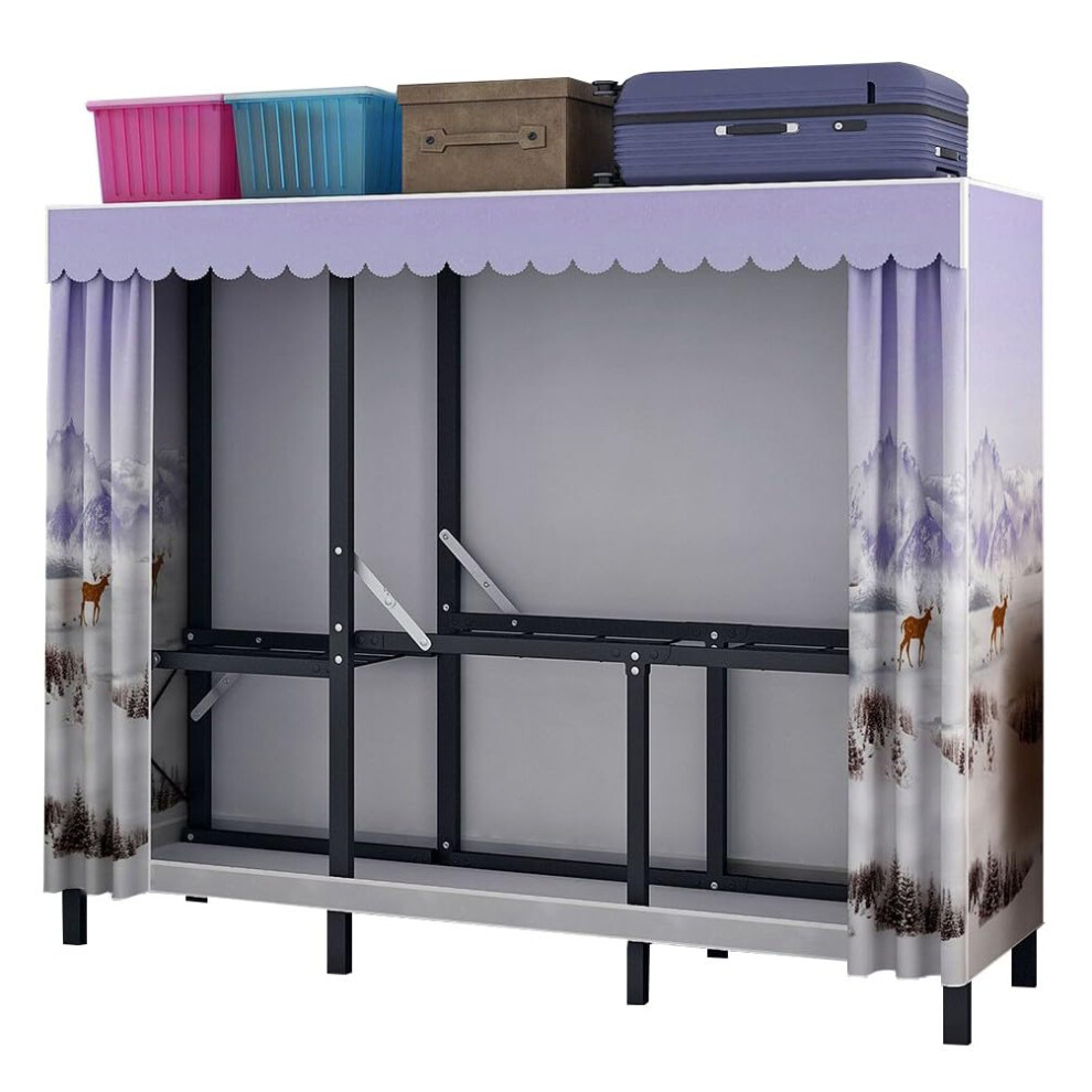 Folding Wardrobe Large Capacity Canvas And Steel Clothes Closet 150x45x170 CM Portable Moving School Season A-image-OPC-PKR2JSG-NEW