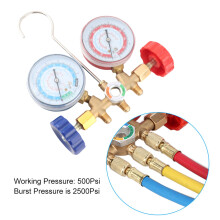 Refrigerant Air Con Manifold Gauge Set with Durable Materials & Hoses Easy Use