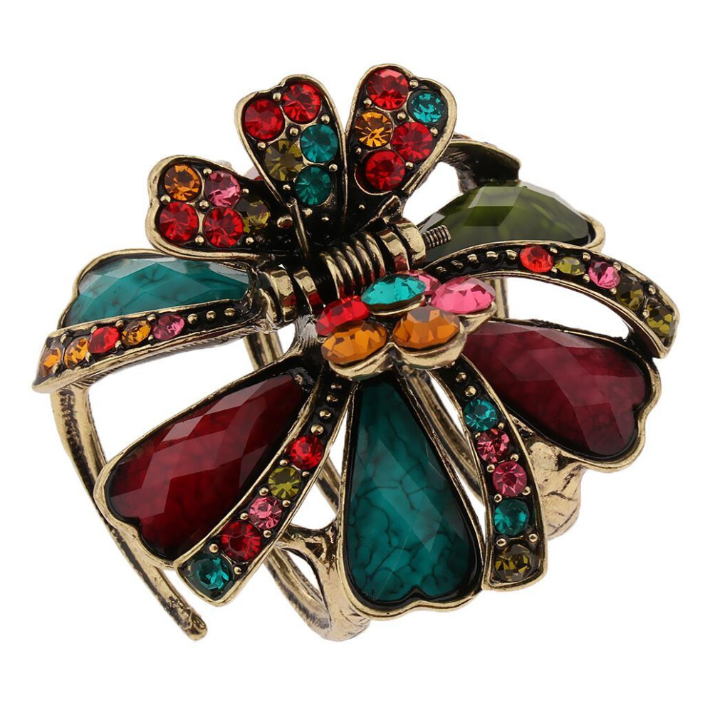 (7 Colors) Beautifully Crafted Rhinestone Crystal Flower Hair Claws Hair Clips-image-OPC-PKR2MYB-NEW