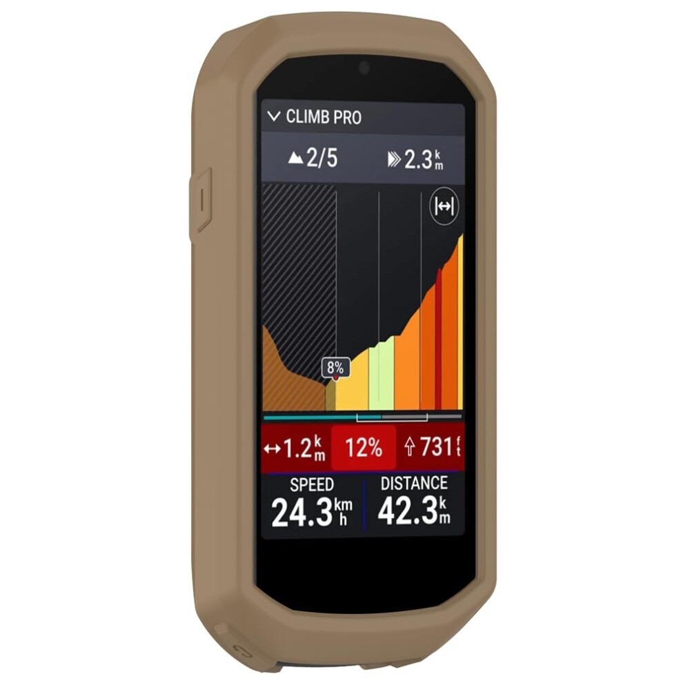 Silicone Soft Edge Shell Bumper Cover For Garmin Edge 1050 - Scratch-Resistant Dustproof Protective Skin Brown 9393856978205