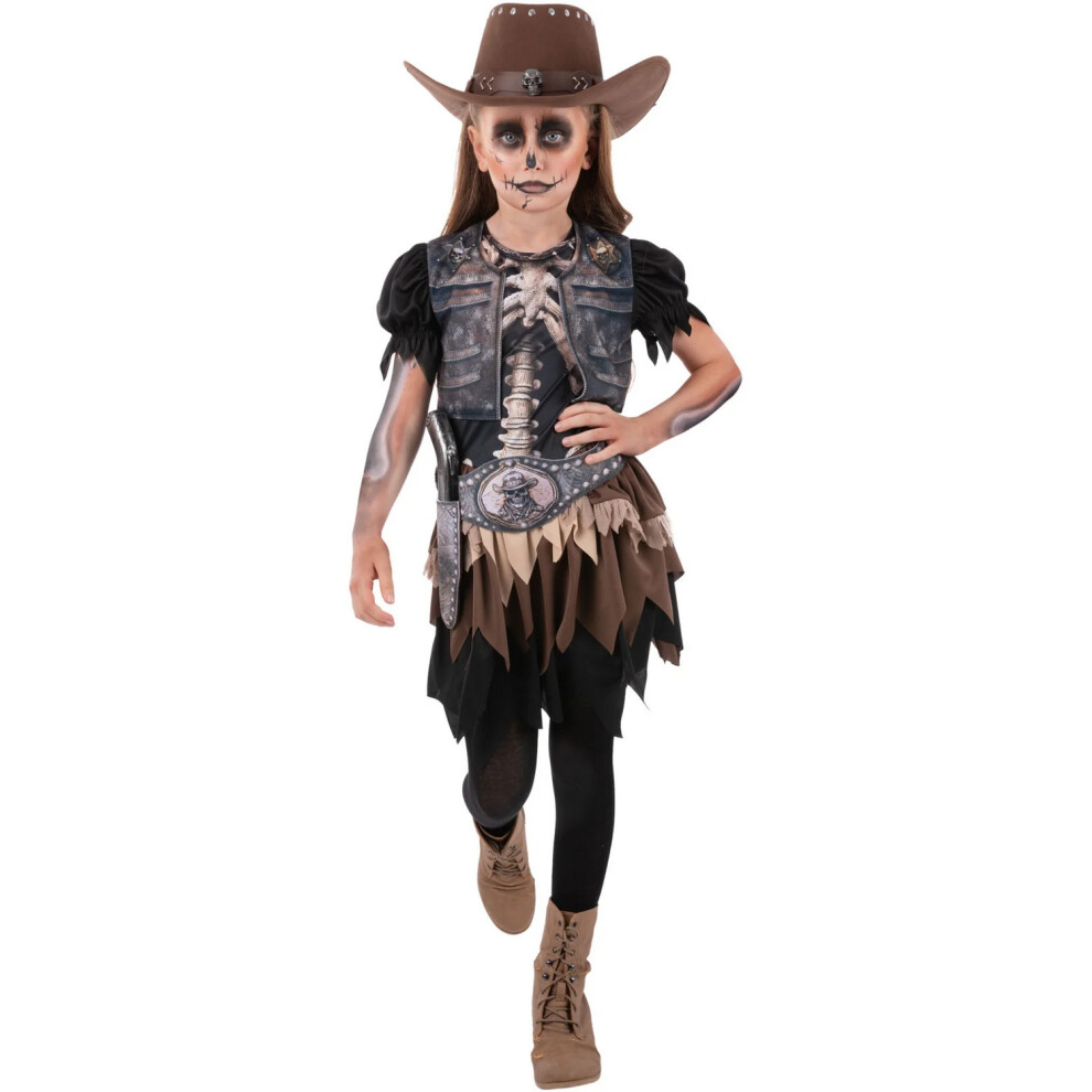 New Smiffys Unisex (4-6 Years, ) Childrens/Kids Skeleton Cowgirl Costume Black/Brown Size 4