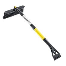 Telescoping Car Snow Brush Rotating Head For Windshield Ice Removal Yellow Ice Scraper Portable Vehicle Accessories