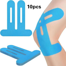 (Blue (ankle patch), 10pcs/set) Pre-Cut Knee Sports Tape, 10 Pack, Supports and Stabilizes Knees, Waterproof, Elastic, Breathable, Latex-Free, Ideal for Athletes