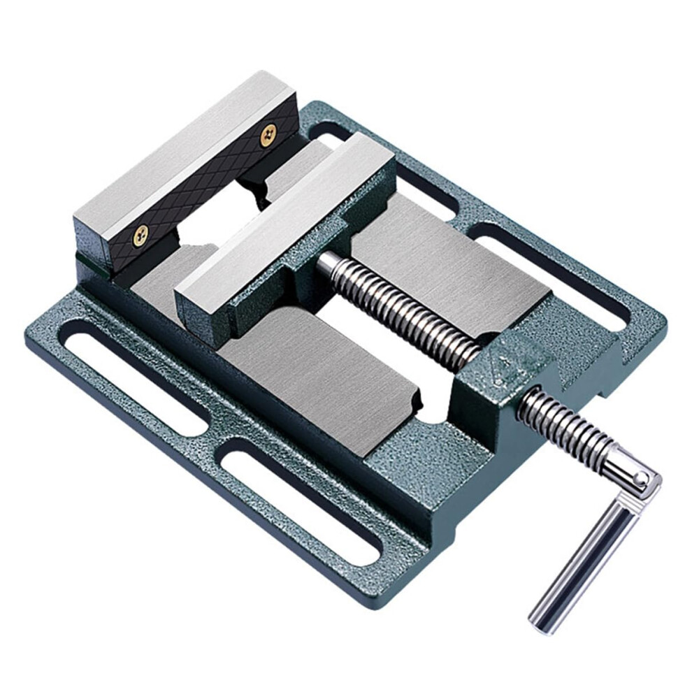 Precision Drill Press Vise Cast Iron Bench Clamp 4In With Carbon Steel Mounting Bolts Flat Vise For Milling Woodworking 9354506936259