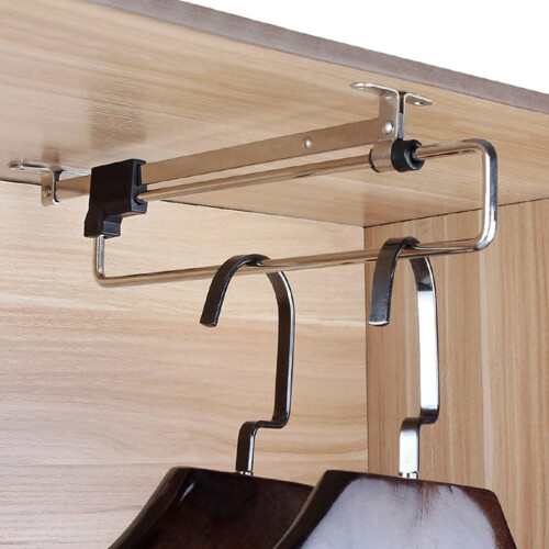 Closet Sliding Rack Steel Extendable Wardrobe Rail Pull-Out Hanger ...