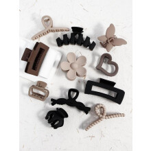 (Multicolor, one-size) Women's Elegant Flower & Heart & Butterfly Design Updo Hair Claws, 11pcs/set Trendy Mixed Style Non-slip Barrettes Hair Clips Claws, Casual