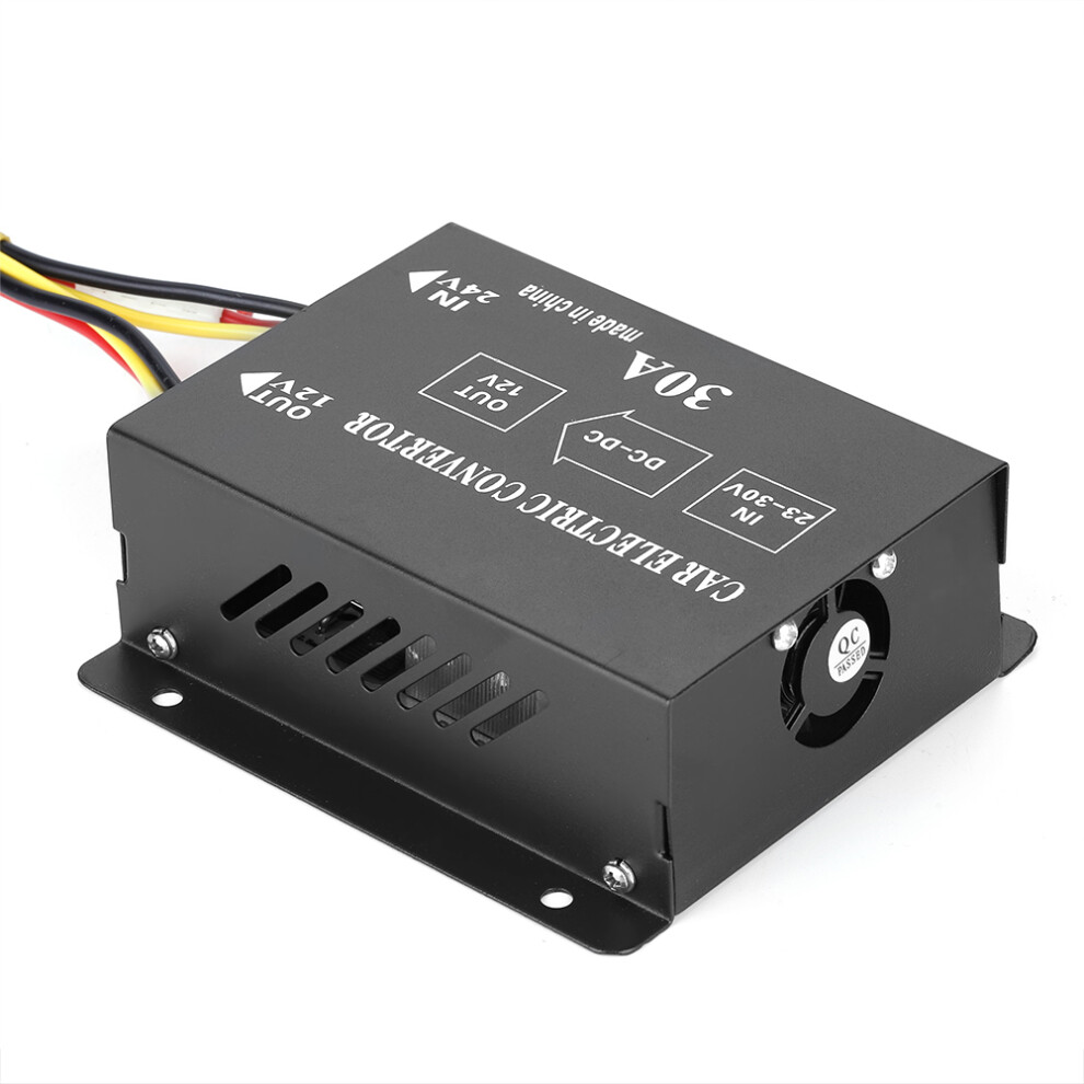 Car Truck 30A 360W Dc 24V To 12V Power Converter, Black 8491351720167
