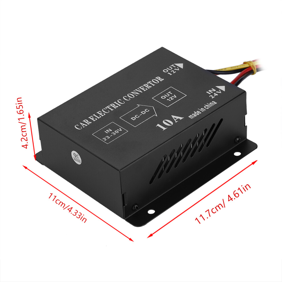 Car Truck 10A 120W Dc 24V To 12V Power Converter, Black 8771351720146