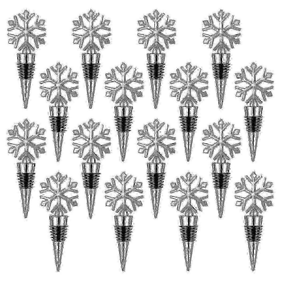 Set of 16 reusable snowflake wine stoppers