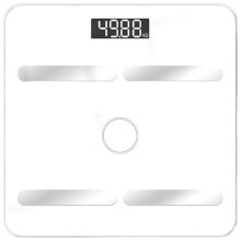 Digital Scales Glass Bathroom Scale Digital Weight Scale Body Fat Scale Multifunction High Precision White 26x26cm