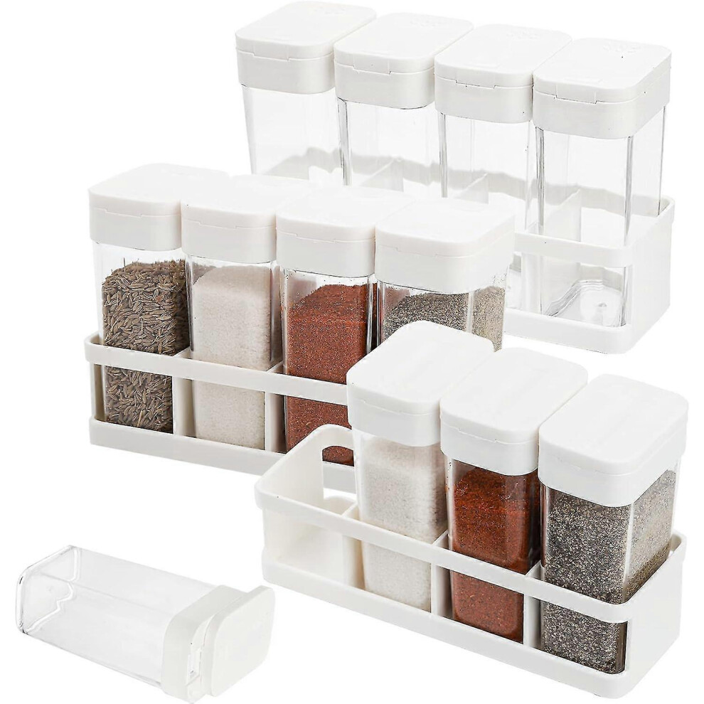 12 Pcs Plastic Spice Jars with Lids, Clear BBQ Containers, Spice Racks, Kitchen Supplies