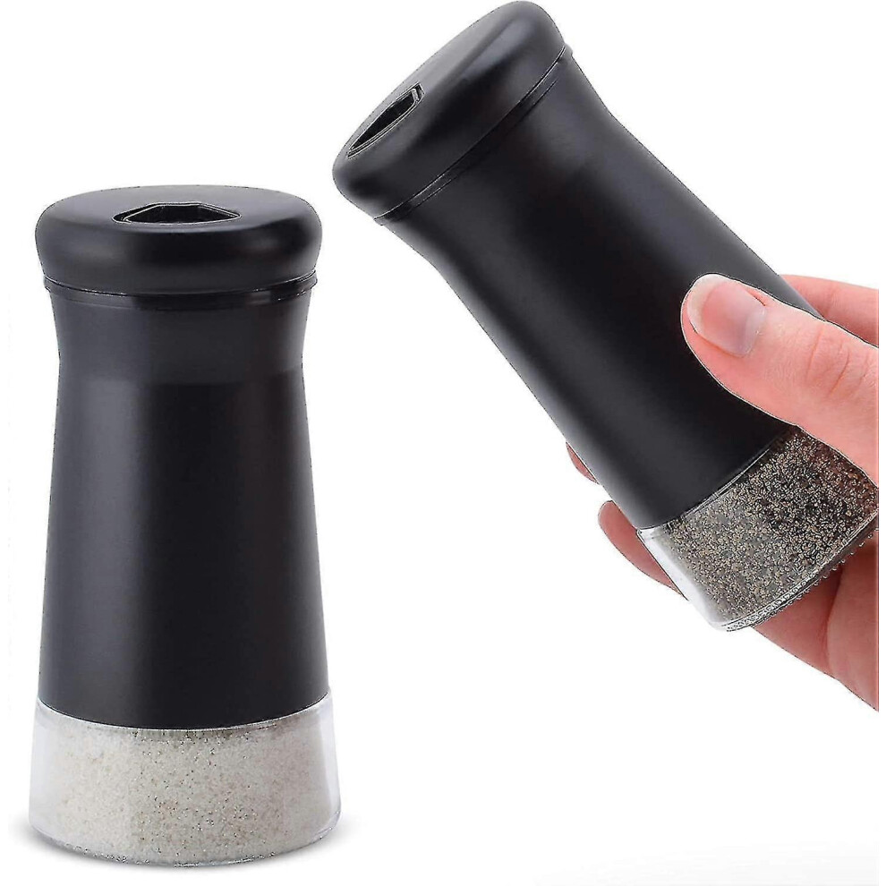 Glass Salt and Pepper Shaker Set with Adjustable Pour Holes - Stainless Steel Salt and Pepper Shakers - Farmhouse Salt and Pepper Shakers S