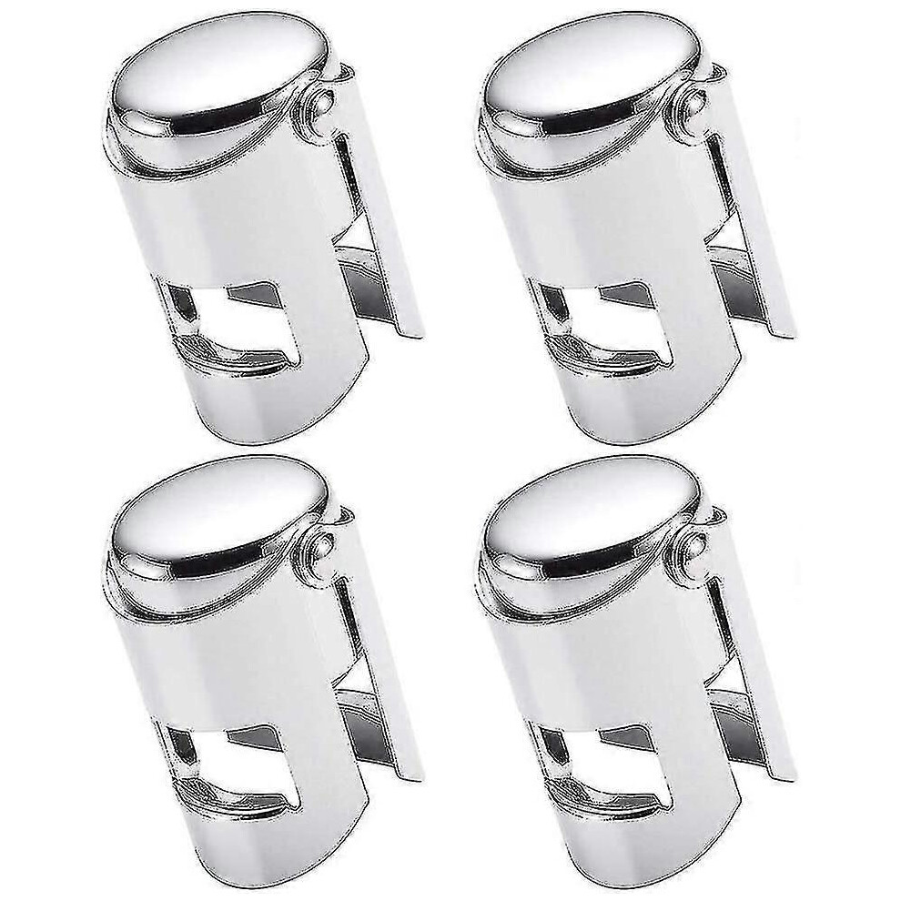 Champagne Stoppers, Set of 4, Vacuum Sealed, Stainless Steel, for Sparkling Wine Bottles, for Gifts