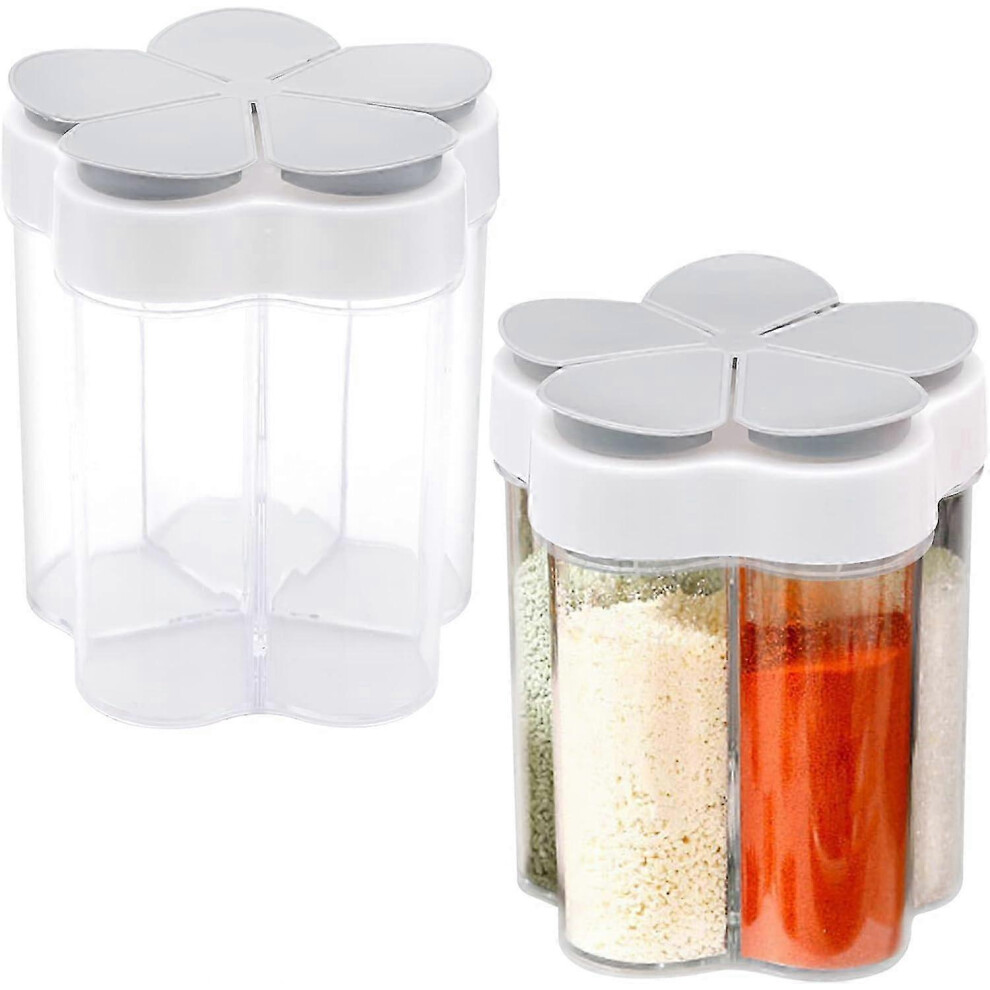 Pack 5 in 1 Clear Plastic Spice Jars 5 Compartments Spices Herbs Salt Pepper Containers BBQ Picnic Travel Camping Kitchen