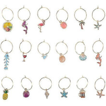 Set of 18 Wine Glass Charms (Assorted Colors)