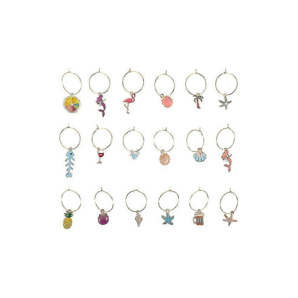 Set of 18 Wine Glass Charms (Assorted Colors)