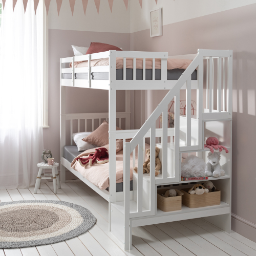 Noa and Nani Ulla Staircase Bunk Bed with Storage Staircase in Classic White 2