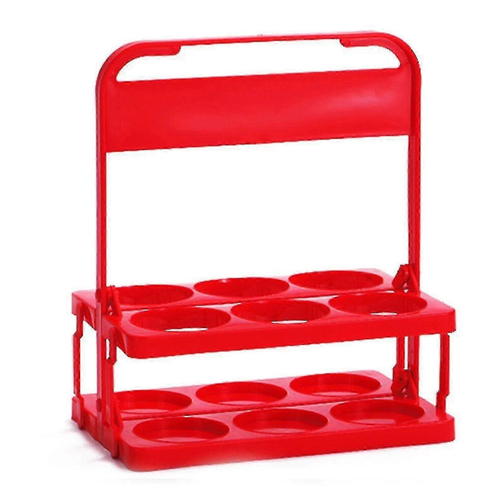 (Red) 6 Compartment Collapsible Plastic Beer Carrier, Container For Wine, Beer, Soda Red