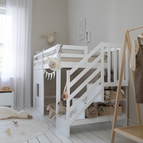 Noa and Nani Kasja Staircase Midsleeper Cabin Bed with Window in Classic White 1