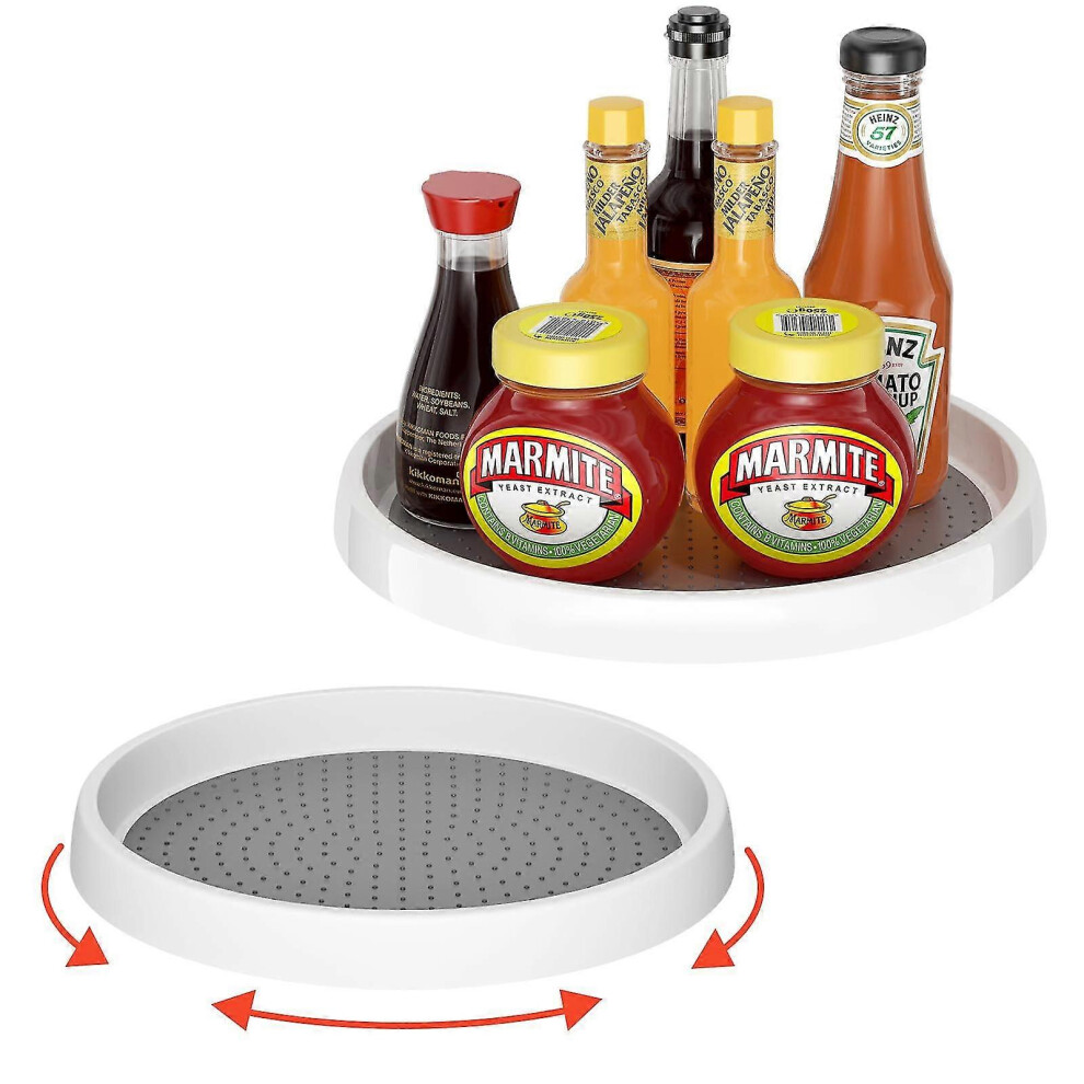 Fridge Turntable, 25 & 30cm Rotating Tray, 360 Rotating Spice Rack, Rotating Spice Rack for Kitchen Spice Storage and