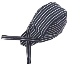 Men Kitchen Elastic Hat Breathable Chef Hat and Apron Blue White Stripe Adjustable NW