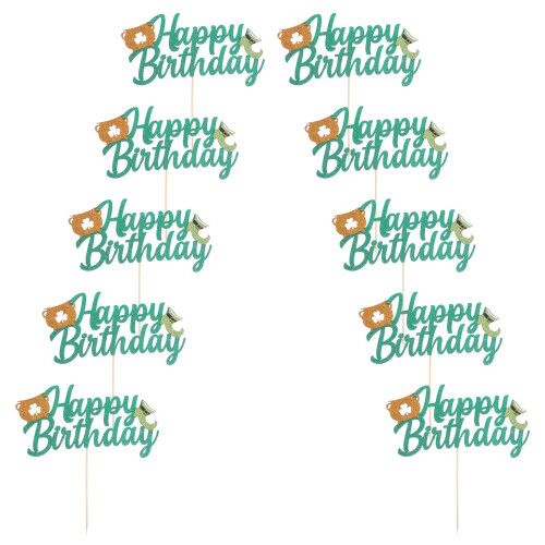 10pcs Bamboo Cake Picks St. Patrick's Day Party Decorations 1