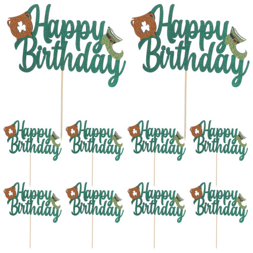 10pcs Bamboo Cake Picks St. Patrick's Day Party Decorations 2