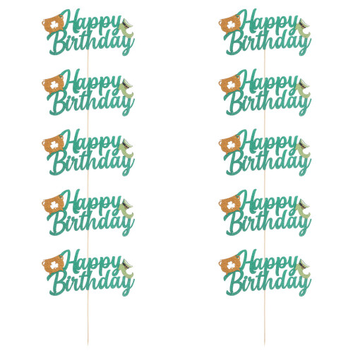 10pcs Bamboo Cake Picks St. Patrick's Day Party Decorations