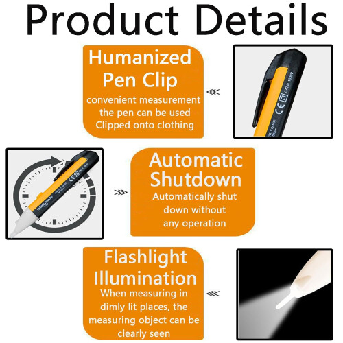 Voltage Tester Pen 3 Pack Non Contact Voltage Tester 90V-1000V LED Flashlight Adjustable Sensitivity 1