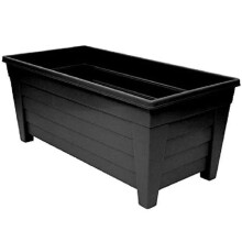 (Ebony/Black, 4) Long Trough 55cm Plant Pot Plastic Planter Indoor Outdoor Garden Window Herb Box Ebony & Terracotta Uk
