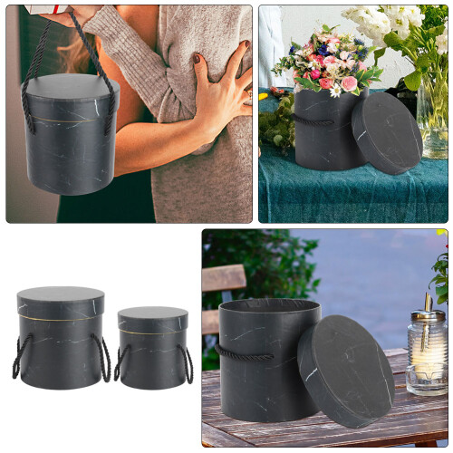 2Pcs Creative Round Flower Buckets Portable Packing Boxes 2