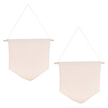 2Pcs Plain Blank Canvas Pennant with Wood Stick for Badge Display