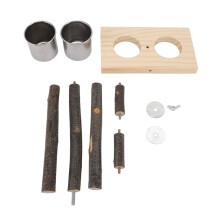 Sitzstangenständer aus Holz, Hängenäpfe,