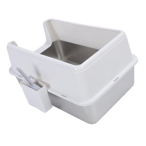 Geschlossene Katzentoilette aus Edelstahl mit 2
