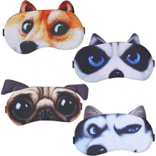Set of 4 Cute Sleep Blindfold, Eye Mask Soft Sleep Shade Cover Rest Eyepatch Shield Travel Sleeping (Cute Dog 4 Pack)
