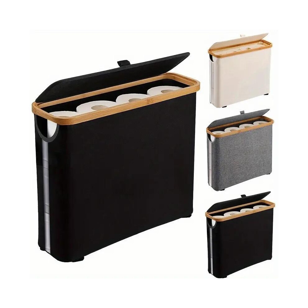(Black, 1pc) Toilet Paper Holder Storage Box, 1 Piece Multi-purpose Bathroom Organizer with Lid, Home Organizer for Bathroom, Office, Laundry Room,-image-OPC-PKR6FCC-NEW